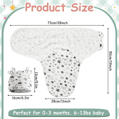 Ramede 6 Pack Baby Swaddle Blanket with Hats Sleep Swaddle for 0-3 Months Newborn Sacks Soft Cotton Wearable for Boy Girl
