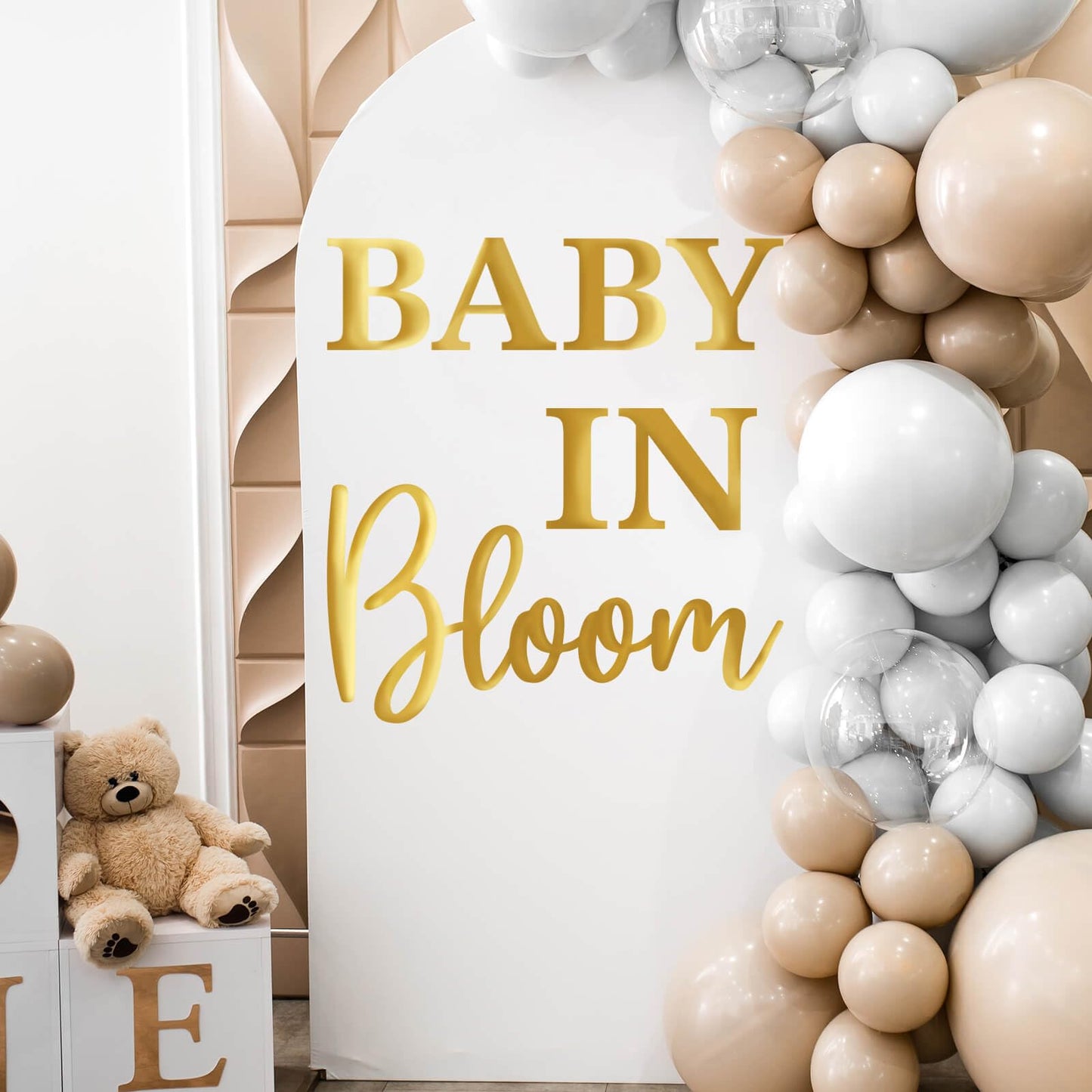 Oh Baby Decal Sign for Backdrop Gold Large Baby in Bloom Baby Shower Decorations Neutral Gender Reveal Decor with Transfer Paper