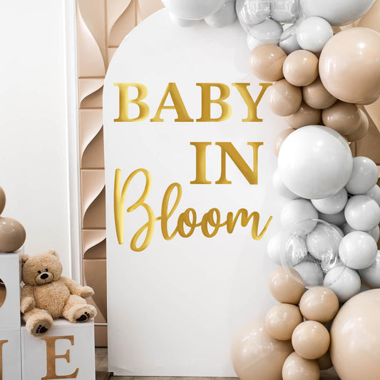 Oh Baby Decal Sign for Backdrop Gold Large Baby in Bloom Baby Shower Decorations Neutral Gender Reveal Decor with Transfer Paper