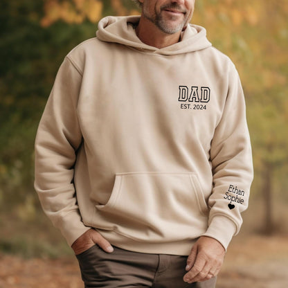 Personalized Dad Est Hoodie with Kids Names - Papa Shirt, New Dad Gift, Fathers Day Hoodie