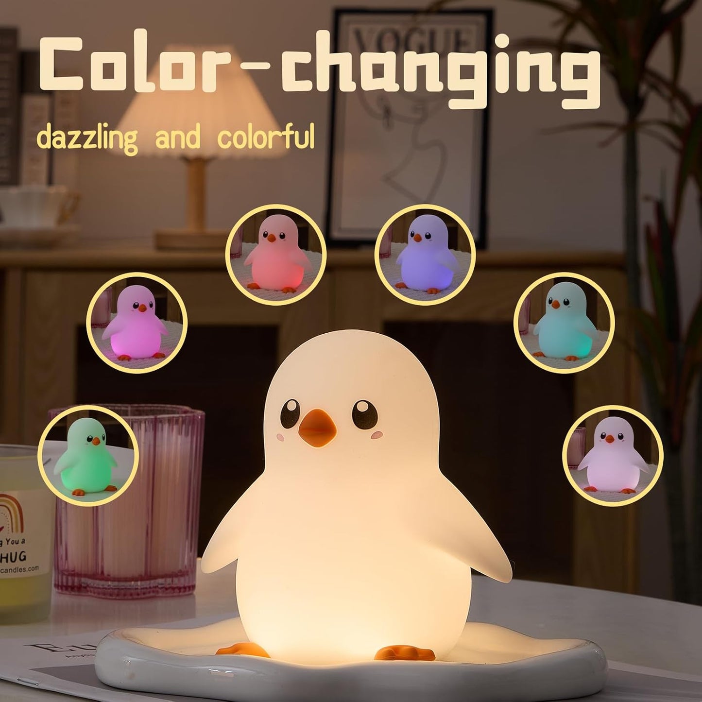Night Light for Kids, Cute Silicone Night Light, Soft Glow, Animal Night Lamp(Penguin), Cute Light for Children's Room Decoration, Funny Gifts Stuff for Boys Girls Baby, Rechargeable