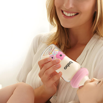 YOHKOH Natural Glass Baby Bottle with Natural Response Nipple, Newborn Anti-Colic Baby Bottles, Wide Neck Mushroom Cap Baby Bottle, Clear (8.8ounce (Pack of 4), Multicolour1)