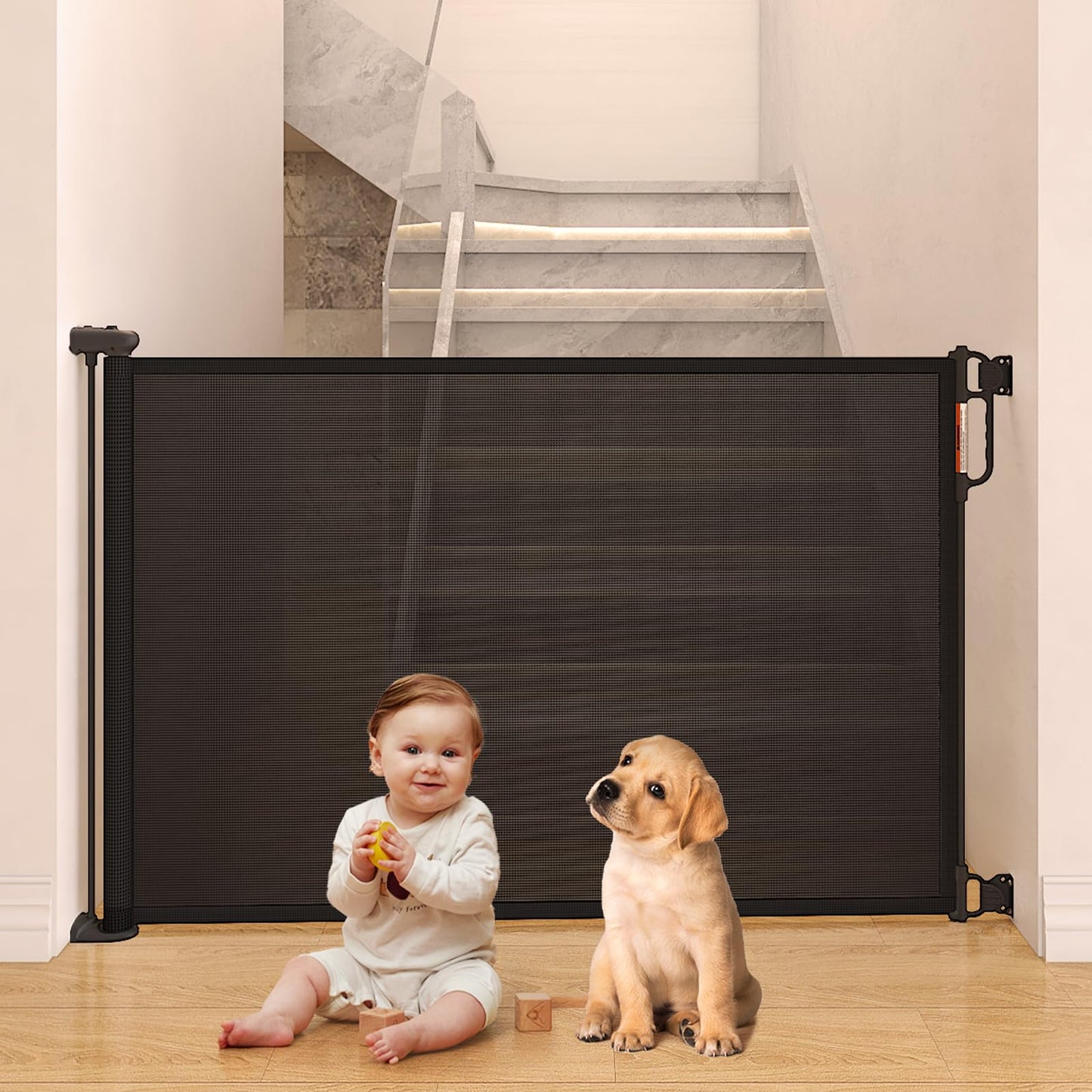 Momcozy Retractable Baby Gate, 33" Tall, Extends up to 55" Wide, Child Safety Baby Gates for Stairs, Doorways, Hallways, Indoor, Outdoor