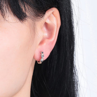 CiNily 14K White Gold Plated Small Hoop Earrings for Women Girls Heart Cubic Zirconia Hypoallergenic Earrings