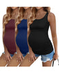 Ekouaer 3 Pack Women Maternity Tank Tops Ruch Side Basic Shirts Summer Postpartum Tops Sleeveless Pregnancy Workout Clothes