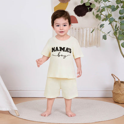 Toddler Baby Boy Summer Clothes Embroidered Waffle Short Sleeve T-Shirts Elastic Shorts Newborn Infant Boy Outfits