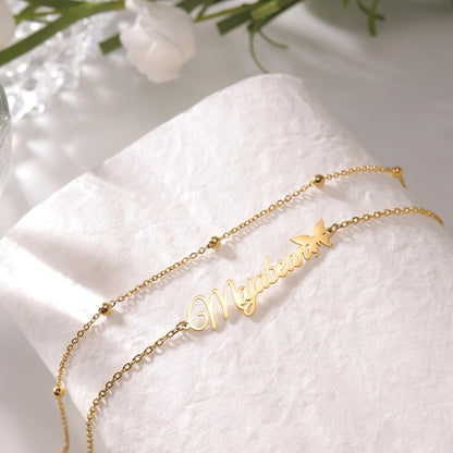 Custom Bracelet with Name 18K Gold Plated Personalized Name Ankle Bracelet Adjustable, Customized Beach Jewelry Gifts for Women Girlfriend