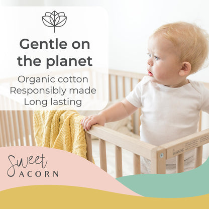Knit Baby Blanket in Elegant Pattern, Organic Cotton Blankets for Crib or Stroller, Receiving Blankets - Salt White