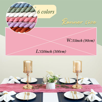 Light Pink Cheesecloth Table Runner 10ft Boho Rustic Gauze Cheese Cloth Spring Decor for Wedding Party Bridal Baby Shower Birthday Table Decorations