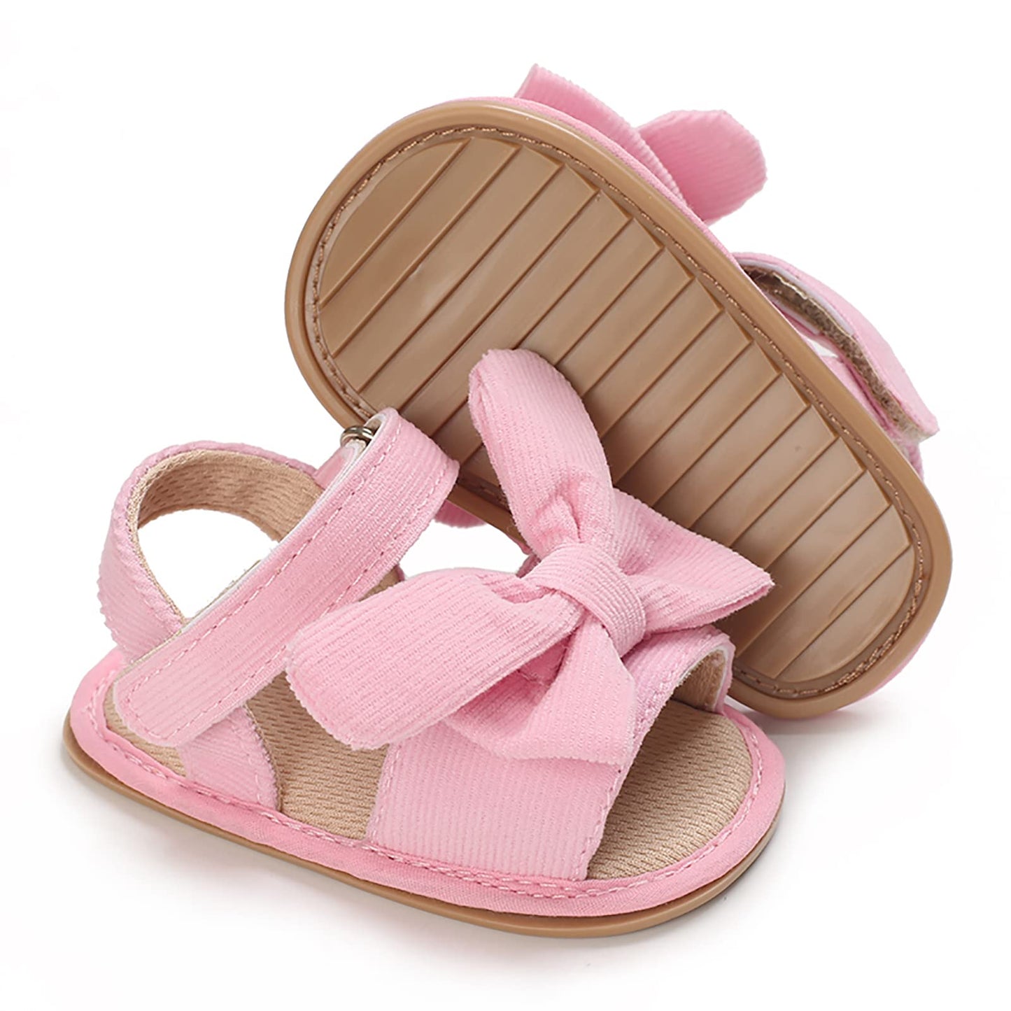 SOFMUO Baby Girls Sandals Premium Soft Sole Infant Indoor Flat Newborn Slippers Lightweight Comfort Toddler Summer Princess Dress Shoes