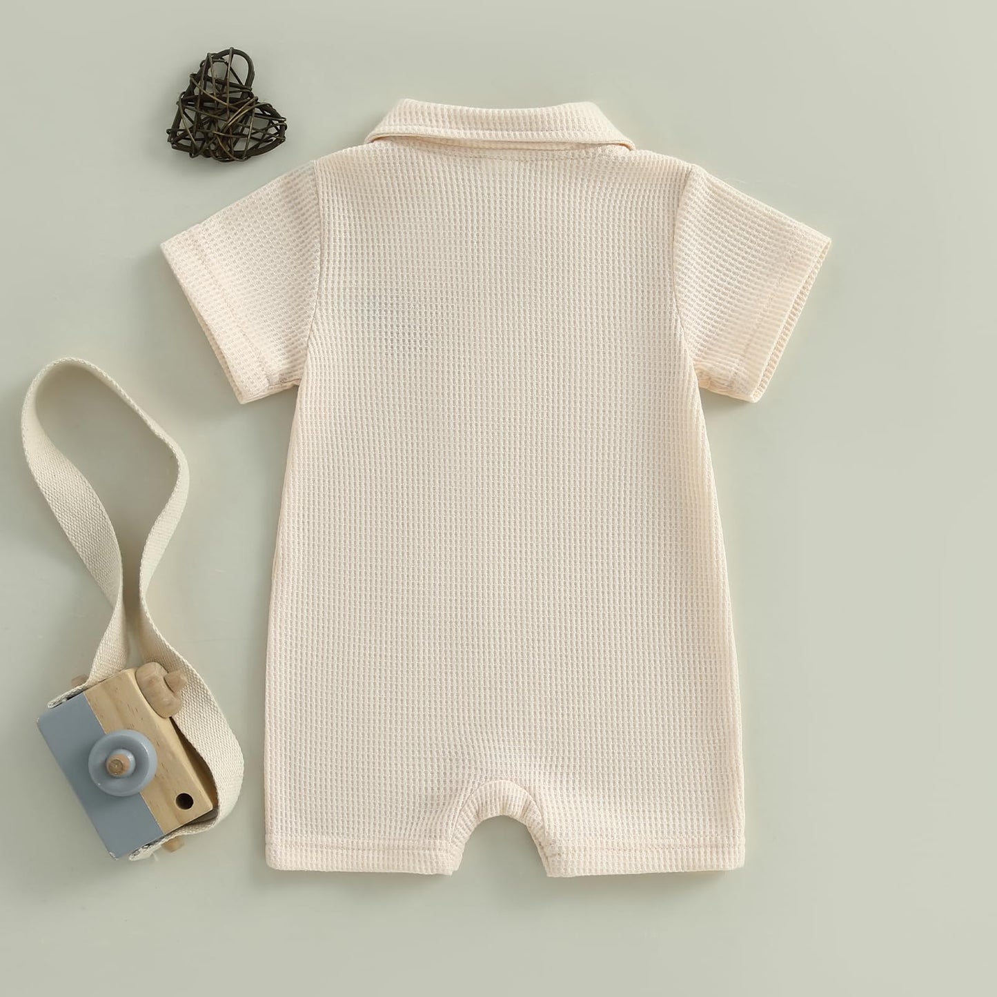 Baby Boy Rompers Half Button-up Jumpsuit Short Sleeve Bodysuit Summer Clothes