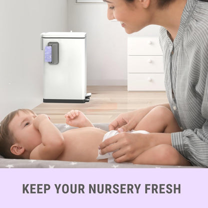 Sliq Baby Diaper Trash Can Odor Control, Small Diaper Pail, 3.2 Gal Baby Trash Can for Diapers, Disposal Bin for Nursery Garbage Pail, Anti Odor Bin with 30 Lavender Scented Refills