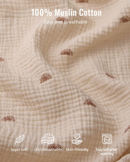 Blissful Diary Muslin Baby Changing Pad with Waterproof Lining Foam, Diaper Changing Table Pad with Cover for Dressers (Dusty Pink, Avocado)