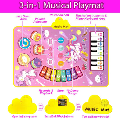 Baby Toys for 0-6 Months, Dinosaur Musical Mat Montessori Sensor Toys 1 Year Old，Easter Basket Stuffers Gifts for 2 3 4 Year Old Toddler Boys Girls