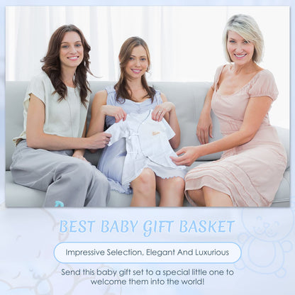 Baby Gift Set for Newborn, New Baby Boy Gift Basket, Newborn Essentials Hat Onesie Bear Toys Keepsake Blanket Infant Diaper Changing Pad Bibs, Baby Shower Gifts for Boys