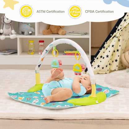 HOMGX Baby Bouncer Activity Center, 3 in 1 Baby Jumper Center & Infant Playtime Mat & Activity Table w/Baby Toys, 3 Adjustable Heights & 360° Rotatable Seat, Exersaucer for Toddlers (Green)