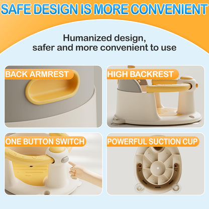 Baby Bath Seat for Babies 6 Months & up, Non-Slip Toddler Bath Seat for Baby & Newborn, Sit Up Bath Seat for Baby,Grey