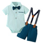 ZOEREA Baby Boy Clothes Suit Infant Short Sleeve Gentleman Outfits Dress Shirt+Bowtie+Suspender Shorts 0-18M