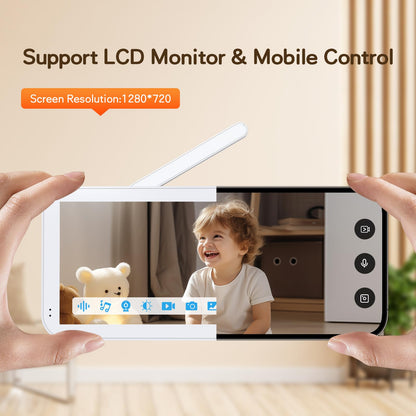Smart WiFi Baby Monitor,2K HD Baby Camera with 5" Color Display,Night Vision,Remote Pan Tilt Zoom,Cry & Motion Detection,Temp & Humidity Sensor,2-Way Talk,APP Control,Works with iOS & Android