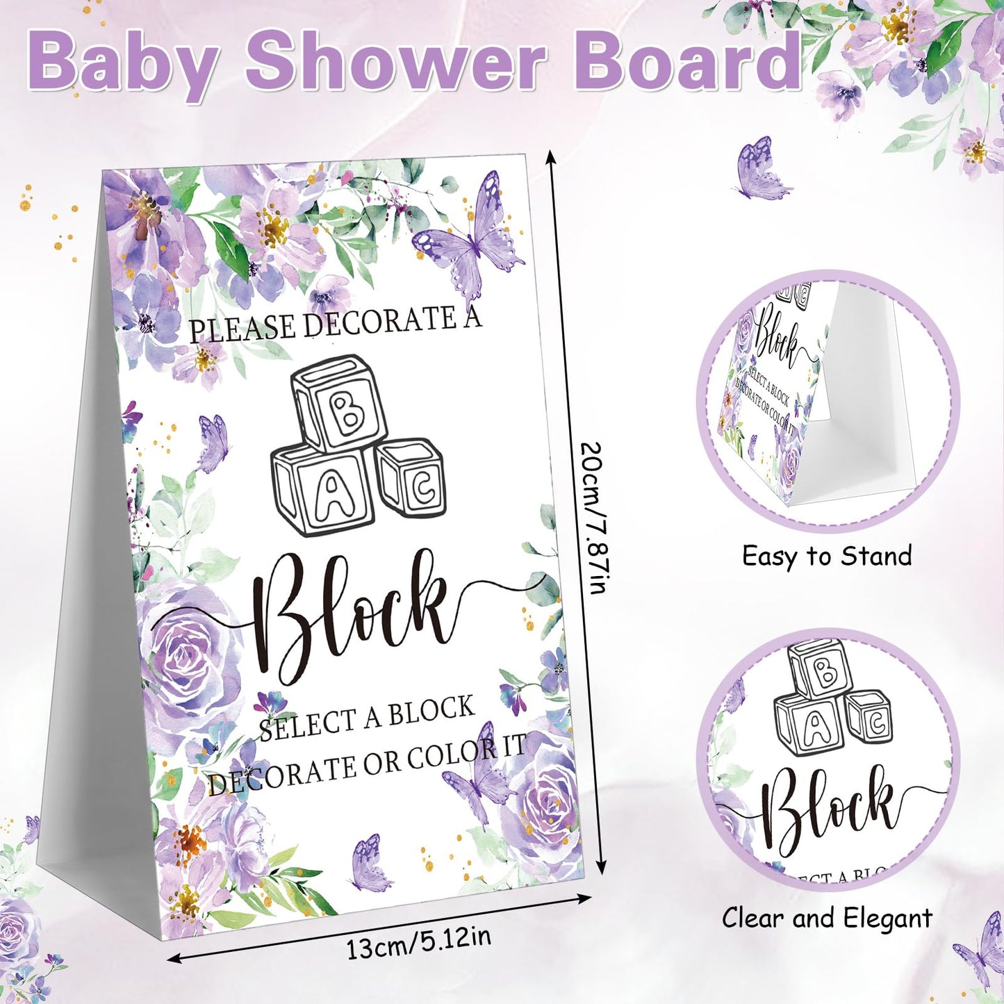 Marsui 136 Pcs Baby Shower Blocks to Decorate Game Kit Includes 98 Wooden Blocks, 36 Markers, 1 Game Sign, 1 Storage Box for Baby Shower Gender Reveal Activity Party Decorations(Pink Elephant)