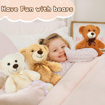 MorisMos 6Pcs Teddy Bears Bulk Baby Shower, 14inch Cute Teddy Bear Stuffed Animals Plush, Small Stuffed Bears on Centerpiece Baby Shower, White