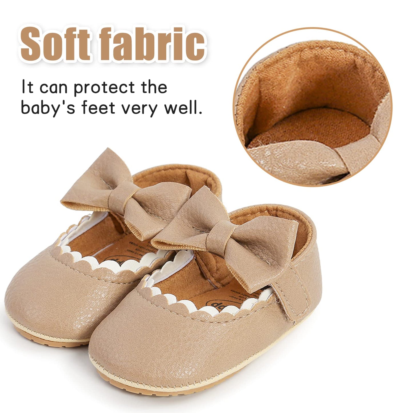 Baby Girl Mary Jane Flats Dress Shoes - Infant Newborn Shoes Anti-Slip Soft PU Leather Party School Wedding Princess Baby Girl Shoes 0-18M