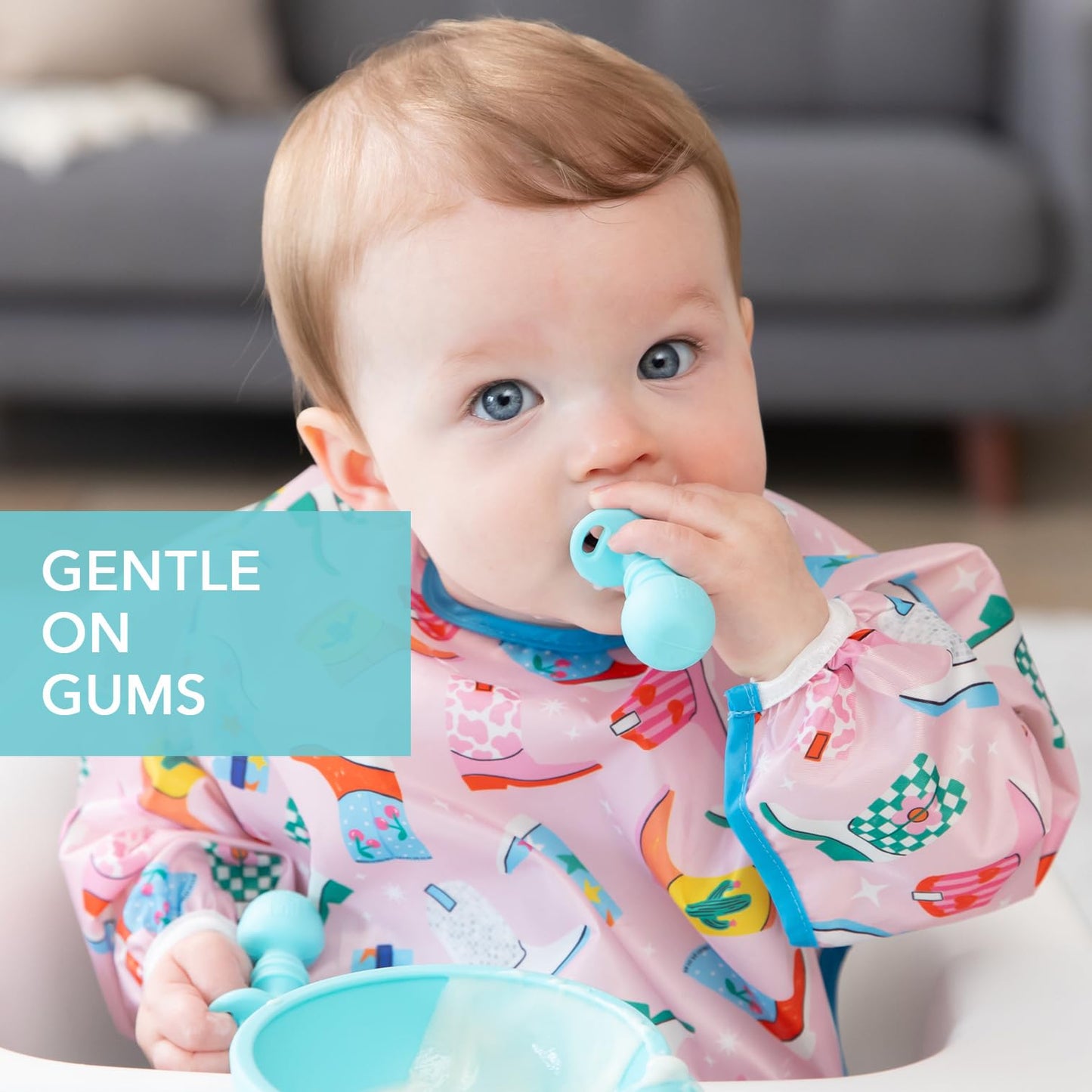 Bumkins Disney Baby Utensils Set, Chewtensils Silicone Spoons for Dipping, Self-Feeding, Baby Led Weaning, Trainer Learning, First Stage Eating, Soft Fork and Spoon, Babies 6 Months, Minnie Mouse