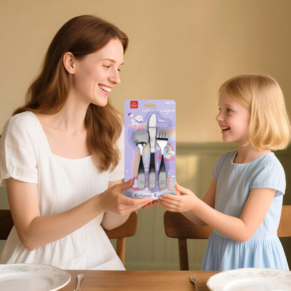 Lehoo Castle Kids Silverware Stainless Steel 6 Piece - Toddler Spoons and Forks Knife Set, Metal Kids Cutlery Set, Toddler Utensils Self Feeding (Dinosaur World)