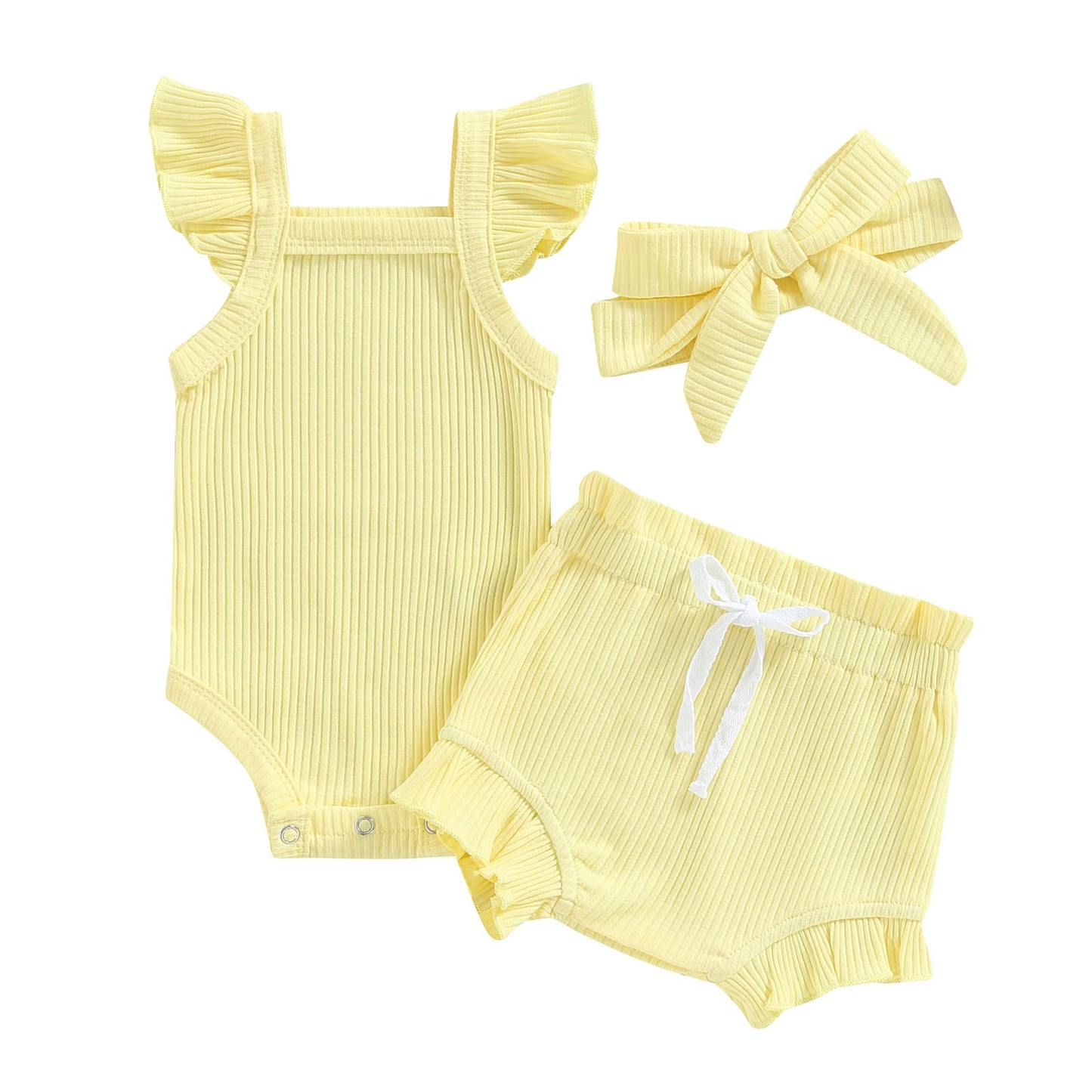 Murnouche Newborn Baby Girl Summer Clothes Sleeveless Floral Top Ribbed Shorts Boho Outfit Set