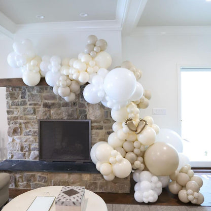 Beige Balloons, 60 PCS 12 Inch Cream Nude Sand White Clear Latex Birthday Balloons for Birthday Baby Shower Wedding Party Decorations