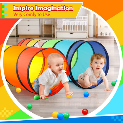 PigPigPen Pop Up Play Tunnel Tent for Toddlers Babies or Dogs, Indoor & Outdoor Toys for Kids Backyard Playset. (Red,Yellow,Blue)