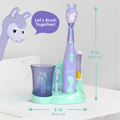 Brusheez Kids’ Electric Toothbrush Set - Safe & Effective for Ages 3+ - Parent Tested & Approved with Gentle Bristles, 2 Brush Heads, Rinse Cup, 2-Minute Timer, & Storage Base (Sparkle The Unicorn)