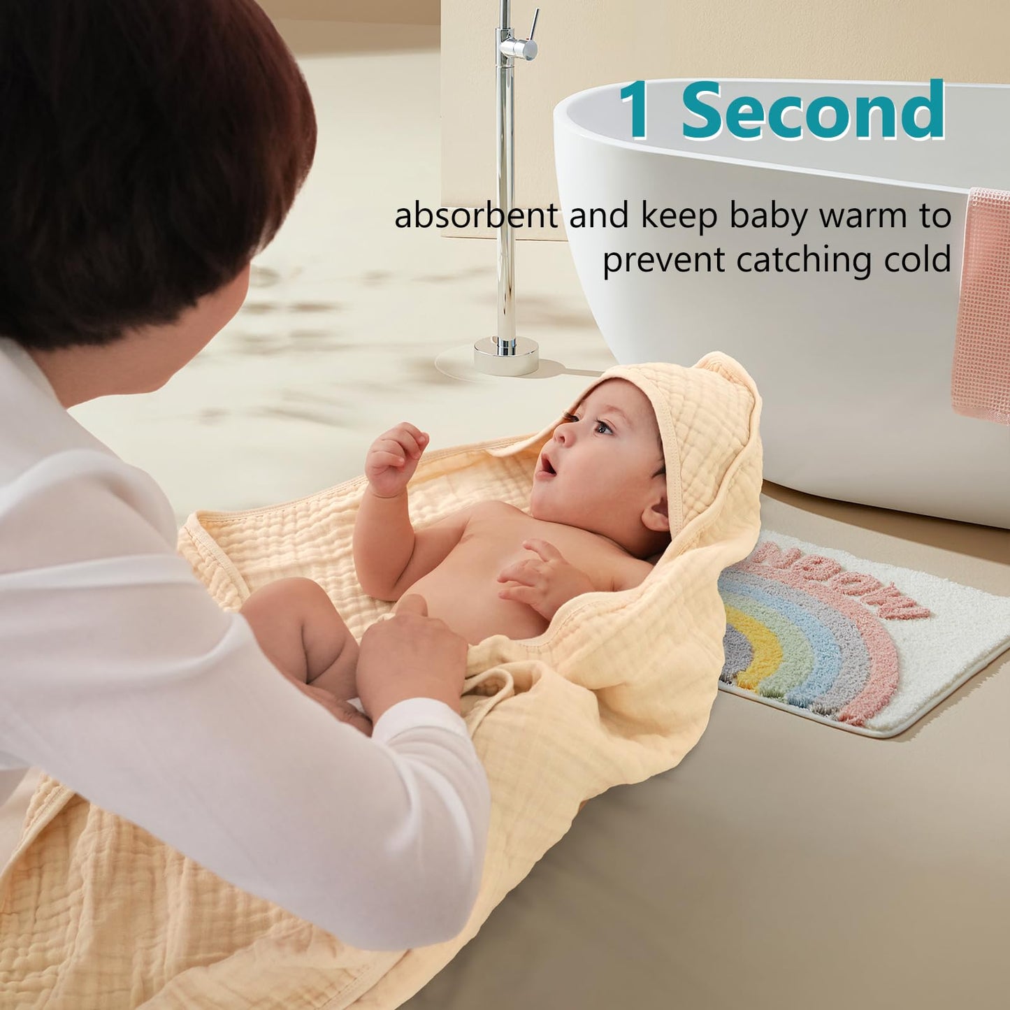 PHF 2 Pack Baby Hooded Towels, 100% Muslin Cotton Baby Bath Towel with Hood for Newborn, Infant, Toddler, Ultra Soft and Absorbent Baby Essentials Bath Towels for Girls, 32x32Inch, Floral