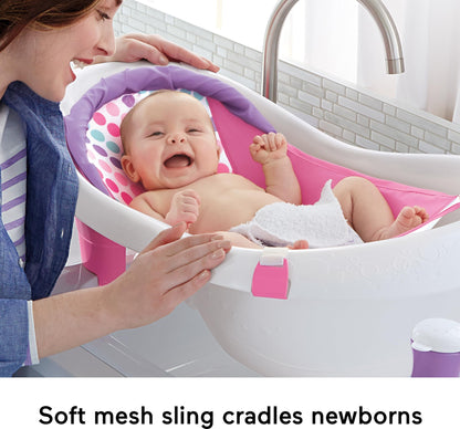 Fisher-Price Baby to Toddler Bath 4-in-1 Sling ‘n Seat Tub with Removable Infant Support and 2 Toys, Climbing Leaves