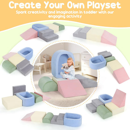 Foam Climbing Blocks for Toddler, Toddler Climbing Toys Indoor, Kid Baby Climbing Toys Blocks with Ball Pit for Baby, Soft Play Set Playground (Balls not Included)