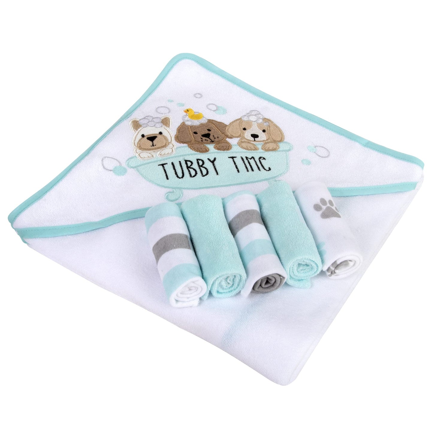 Baby Hooded Towel and Washcloth Set for Infants, Boys and Girls 6-12 Months (Mommy's Mermaid)