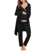 SWOMOG Maternity Nursing Robe Set 3 Piece Breastfeeding Pajamas 3 in 1 Labor Delivery Sleevless Tops&Long Pants Pregnancy Pjs