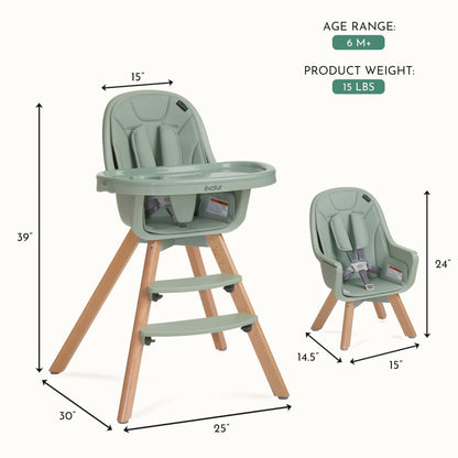 Evolur Zoodle 2 in 1 Convertible Baby High Chair in Light Gray