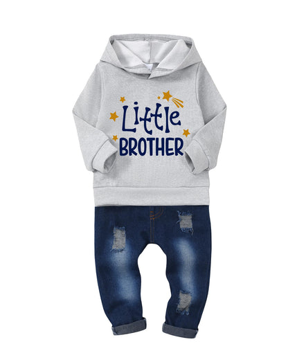 NZRVAWS Baby Boy Clothes Toddler Boy Outfit 2 3 4T 6 12 18 24 Month Fall Winter Hoodie Ripped Jeans Clothing