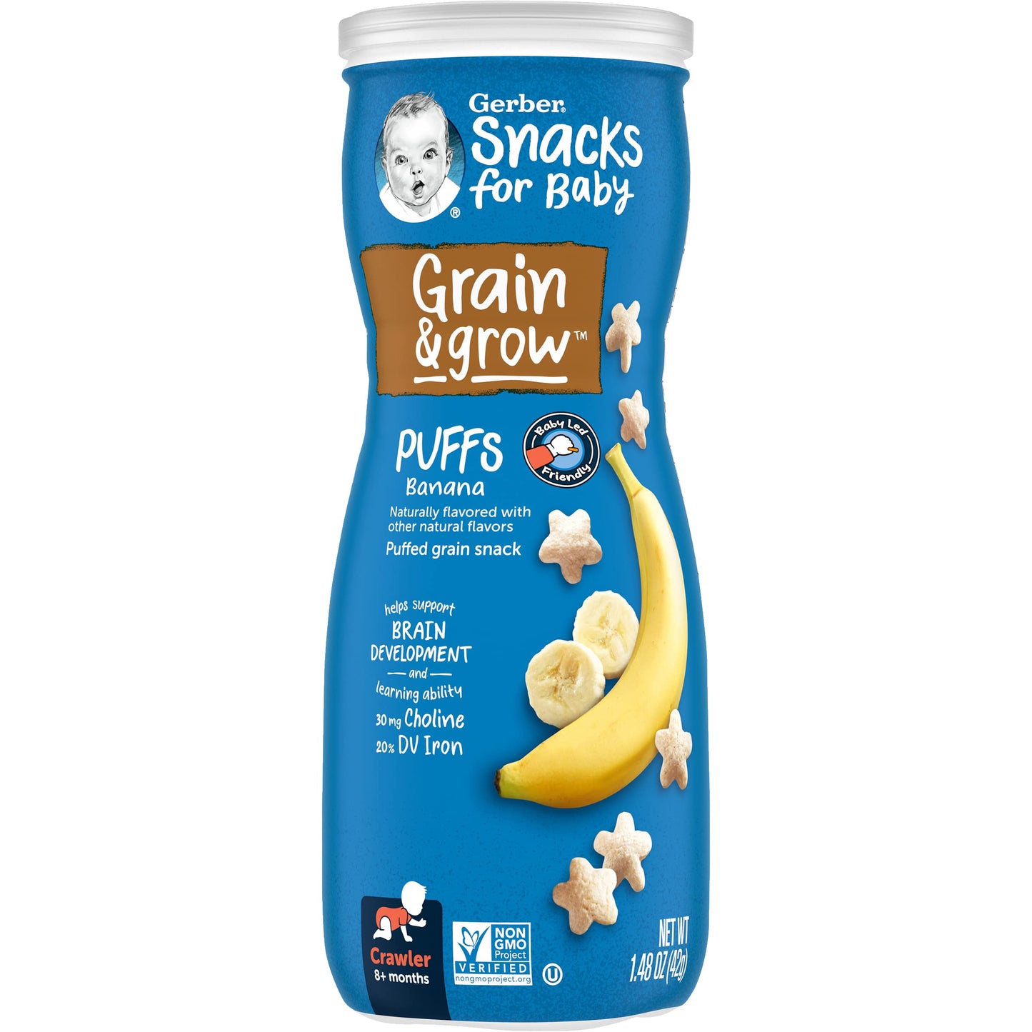 Gerber Baby Snacks, Baby Food, Puffs, Strawberry Apple, 1.48 Ounce