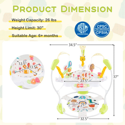 BABY JOY Baby Jumpers and Bouncers, Infant Activity Center with Music Lights Sounds, 360° Rotating Seat and 3 Adjustable Heights, Baby Play and Learning Center for 6-12 Months