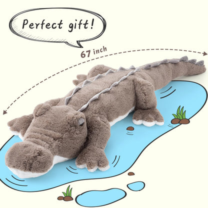 MorisMos Giant Alligator Stuffed Animal, 67inch Soft Large Alligator Plush Toy, Big Stuffed Crocodile Gifts for Kids Boys Girls