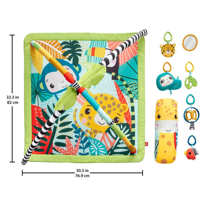 Fisher-Price Baby Playmat Rainforest Music & Lights Deluxe Gym with 10+ Activities & Toys for Developmental Play for Newborns Ages 0+ Months
