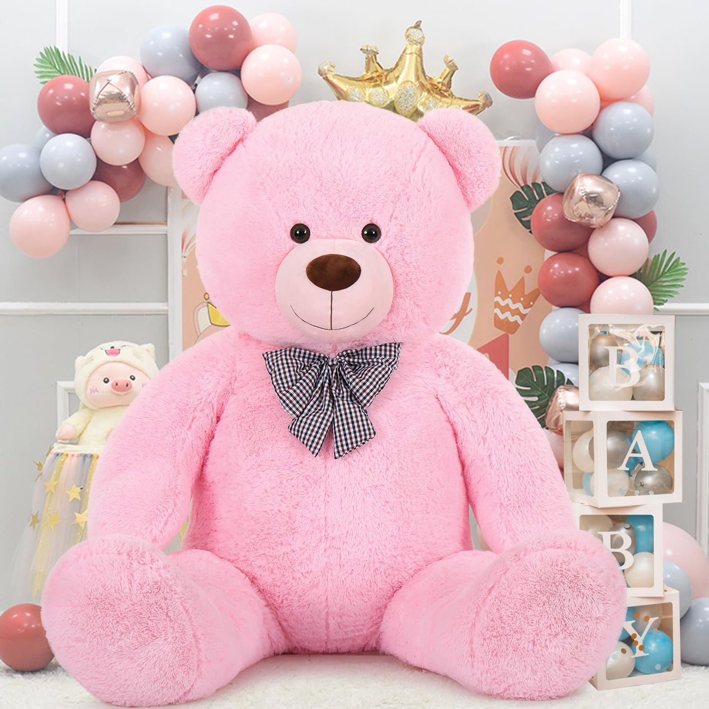 MaoGoLan Giant Big Teddy Bear 4 Feet 47 inch Life Size Tan Plush Bear Brown Stuffed Animal for Children Boyfriend