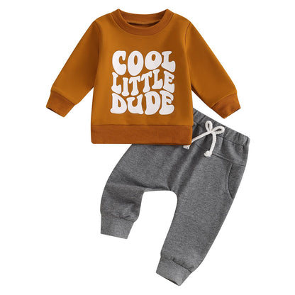 Toddler Baby Boy Fall Clothes Letter Print Long Sleeve Sweatshirt Elastic Pants Cute Kids Winter Outfits