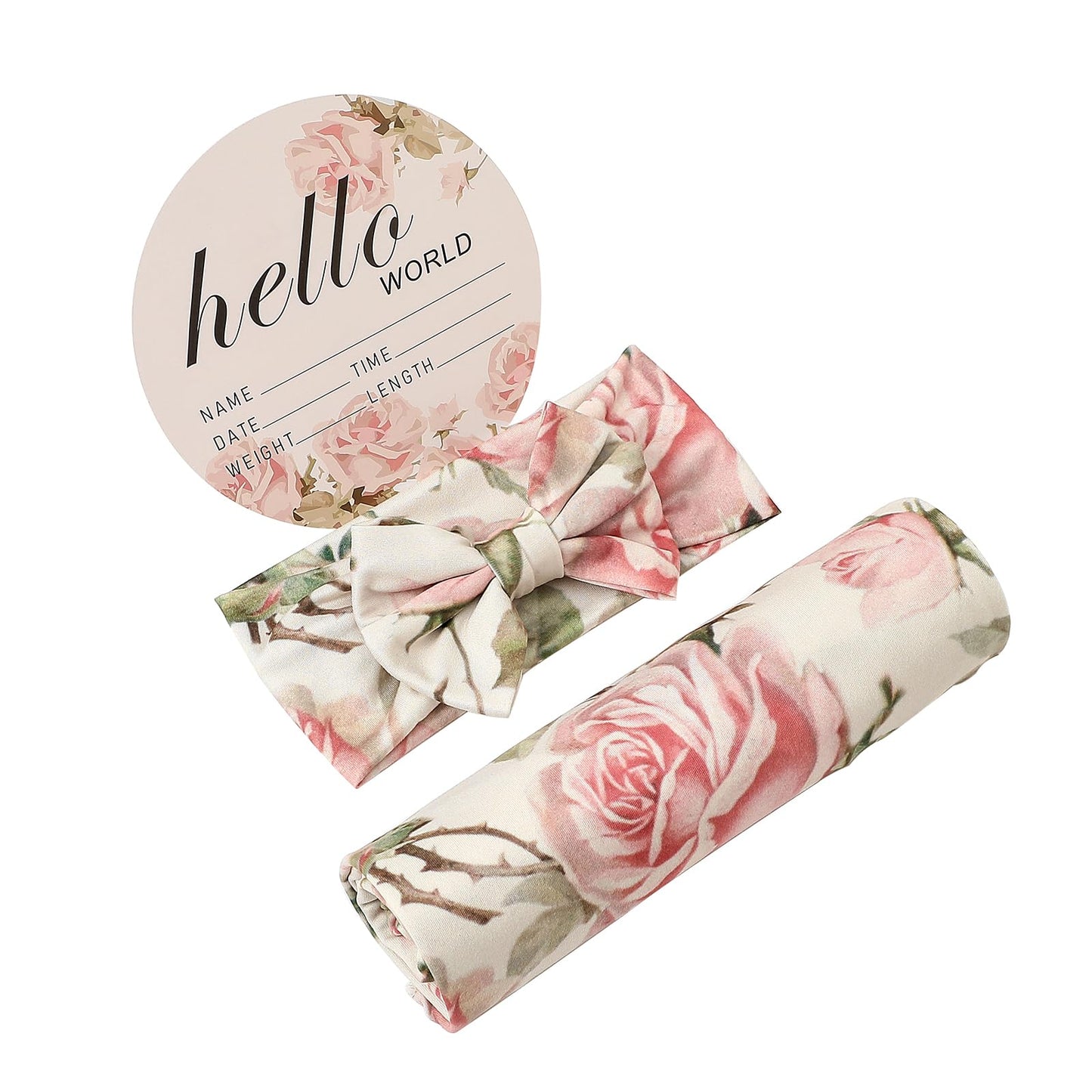 Galabloomer Newborn Receiving Blanket Headband Set Baby Flower Swaddle (vintage flower)
