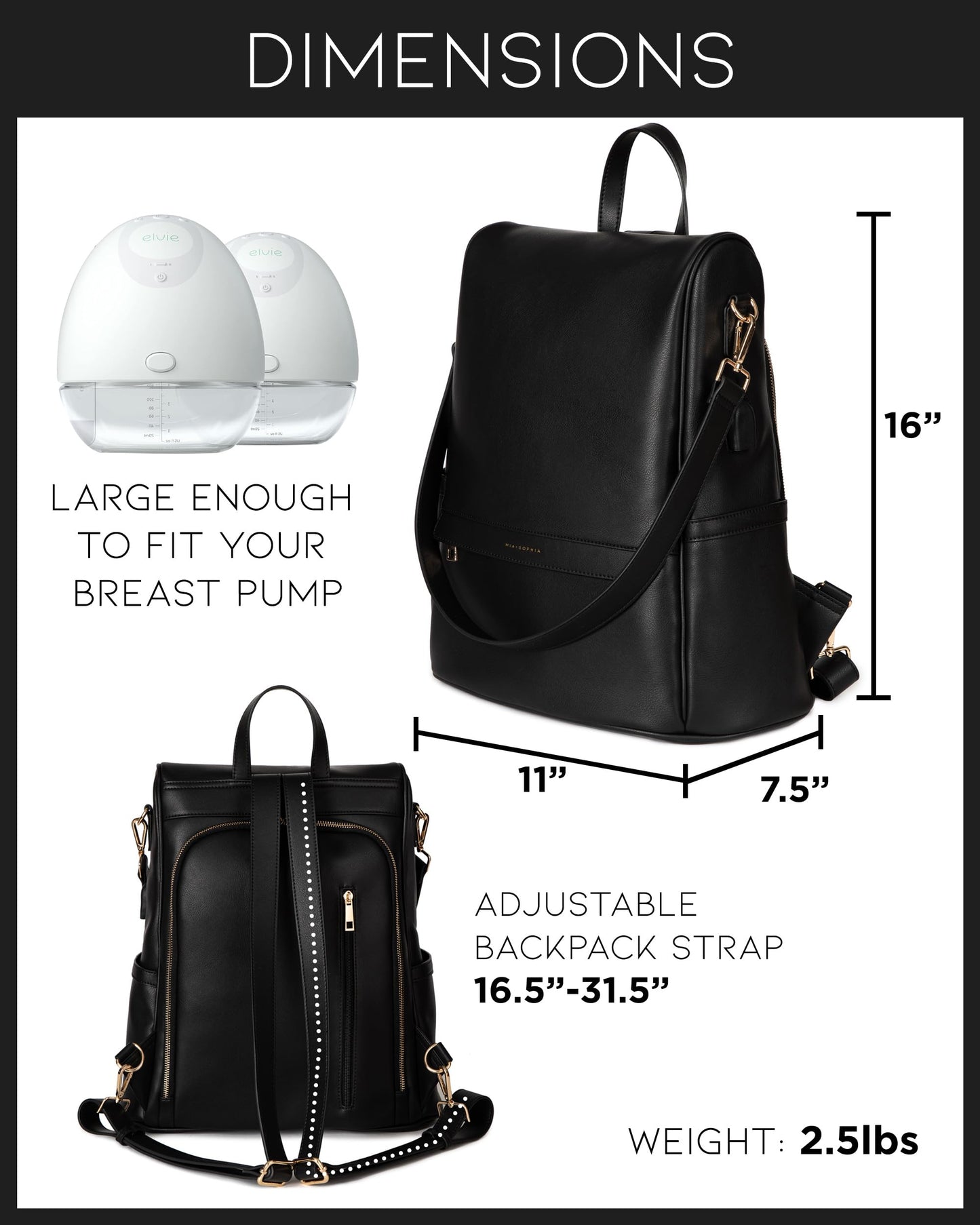 Leather Diaper Bag Backpack with USB Charging port, Changing Pad, Stroller Straps, and Bottle Holder (Brown Olivia)