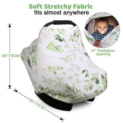 Rquite All-in-1 Car Seat Cover Baby, Carseat Covers for Girl Boy, Stretchy Soft Infant Car Seat Cover, Multi-use Baby Carrier Cover, Car Seat Canopy, Stroller Sun Shade, Nursing Breastfeeding Cover