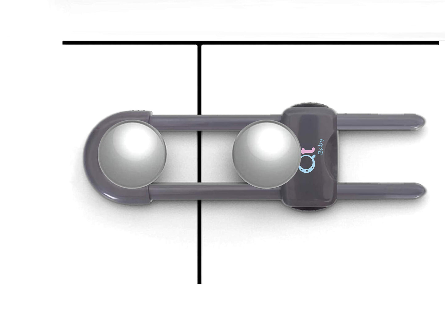 Baby Proofing Cabinet Locks | Adjustable U Shaped Baby Safety Latches for Drawers, Fridge, Closet |Modern Baby Proofing Cabinet Lock with Extra Secure Lock Buttons (Pack of 2, White)