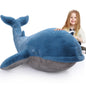 Tezituor 43.3 inch Giant Whale Stuffed Animal, Large Stuffed Whale Plush Ocean Toys, Hugging 4ft Soft Whale Plush Pillow for Girls Boys